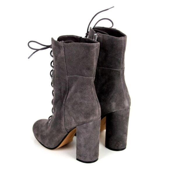Vince Camuto GRAY GENUINE LEATHER SUEDE LACE UP HIGH ROUND TOE ANKLE BOOTS Sz 9M - Picture 5 of 12